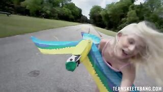 A nimble nympho gets horny for outdoor fun and loses her virginity in nature