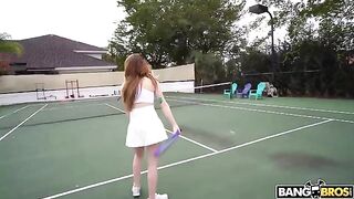 A seductive girl is getting fucked by her tennis coach on the court