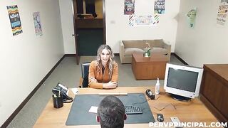 The druggie fucks with his boss on the table in the office