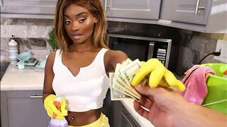 The maid got paid in advance for her work with a man