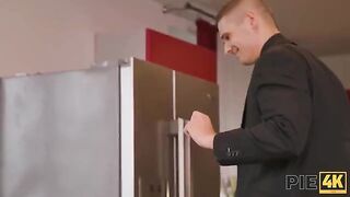 The guy made cumshot on the tits of a sexual girl in an erotic story