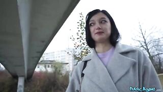 A cute little brunette gets fucked on the city streets