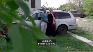 Hot unexpected sex with a blonde mature in the car