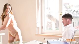 Busty boss Josephine called the employee with a big dick to herself