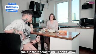 She masturbates with her girlfriend and a guy, showcasing exclusive content from Pinkloving
