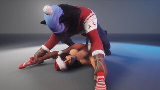 Busty girl fucked by a werewolf on Christmas
