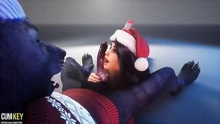 Busty girl fucked by a werewolf on Christmas