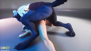 Busty girl fucked by a werewolf on Christmas