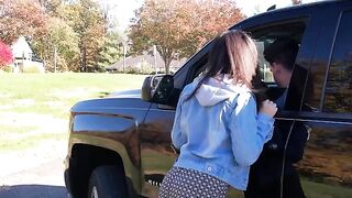 A girl picked up by a driver and she has to pay with sex