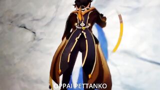 Cosplayer Xiao gets caught by Zhongli for public masturbation in a taboo act