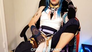 Cosplayer Xiao gets caught by Zhongli for public masturbation in a taboo act