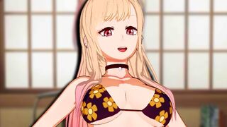 Hentai animation with voice acting, featuring Kitagawa Marin in 3D