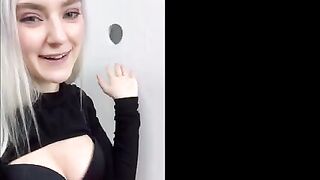 The pretty girl got a cumshot on her face through the glory hole