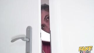A girl is fucked in her mouth by two guys in a steamy scene