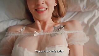 A man woke up and a girl was sucking his cock, wondering if she should continue