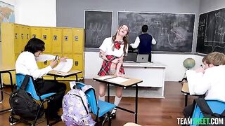 The girl passed the exam thanks to her eloquence