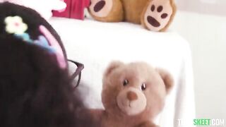 The girl is under the cock of her alpha male in stockings and glasses