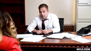 MILFs are having fun in the office with each other