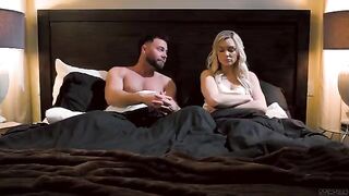 A night of passion on the bed with a beautiful blondie