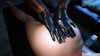 A cute girl has sex with a guy and he massages her pussy