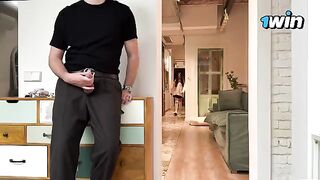 Pervert stepbrother jerking off caught by me, leading to intense action!