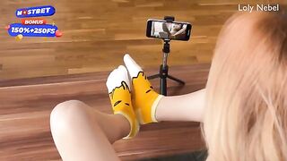 Decided to make a footjob video with a cute step sis