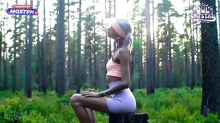 A girl sucks the cock of her neighbor in the forest