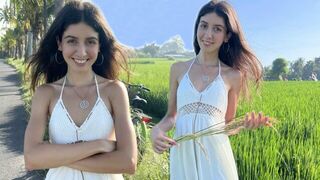 A sweet girl was picked up by a rice picker