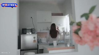 A cute girl offered a stranger to come in for tea and more