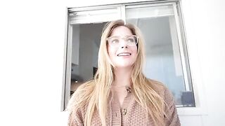 Girl sucks the dick of her boyfriend under the table and gets a huge load on her face