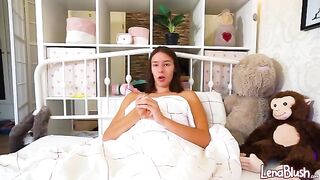 A cute German girl shows off her tight pussy and gets fucked by a rubber cock