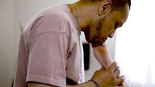 A white woman was served by a black man with a tongue on his lips