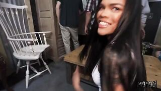 A cute girl sucked the guy's cock until the last drop