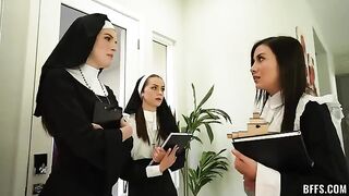 A nun became a muse for desires of four guys in steamy cosplay scene