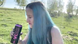 A girl has sex with her classmate right in the woods