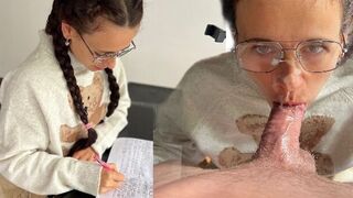 A girl is having fun with a guy and learning new things