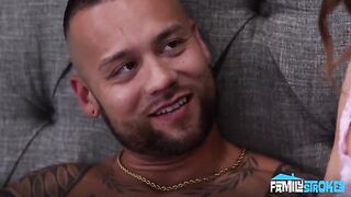 A man's dick and mouth should be busy with a brunette in clothes