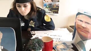 The couple have passionate sex right in the office