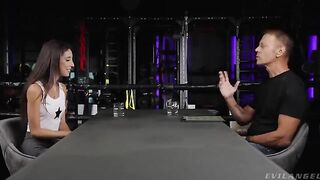 Two guys fucked mouth-watering brunette in her pussy and ass