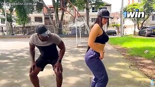 Fitness model has sex with her trainer after work out
