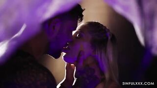 A guy is getting turned on watching his GF get fucked