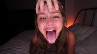 He destroyed my throat! Extreme blowjob and cum on face action