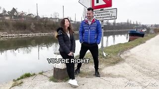 Public pussy fuck with the petite and horny Mini Julia from Austria
