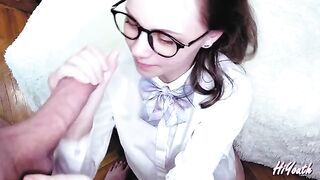 My Russian GF with glasses loves when guys cum on her face - hiYouth