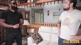A man has sex with a beautiful woman on the couch