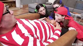My eyes are darting around from the choice of pussies - a wild foursome on the couch