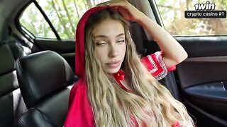 A little girl in a red coat became very horny and started to engage in intimate acts