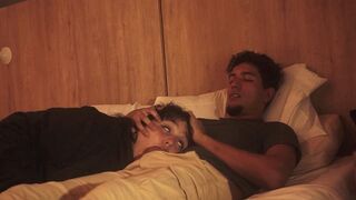 A lazy but deep blowjob session straight from bed, with an intense finish