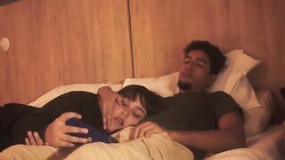 A lazy but deep blowjob session straight from bed, with an intense finish