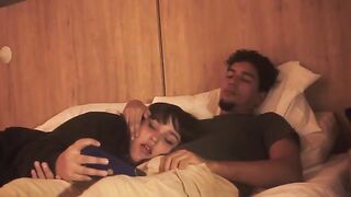 A lazy but deep blowjob session straight from bed, with an intense finish